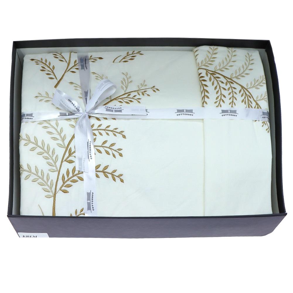 Cottonary Cotton Nakışlı Çift Kişilik Kutulu Nevresim Takımı 200X220 Cm