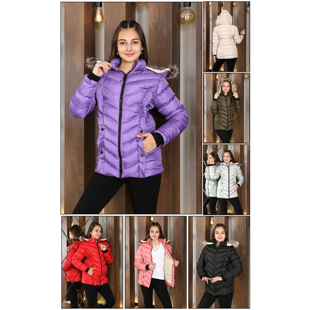 Lasgaris 3002 Kız Çocuk Jesica Cep Çıtçıtlı Kız Kaban 9-12 Yaş (4 Lü)