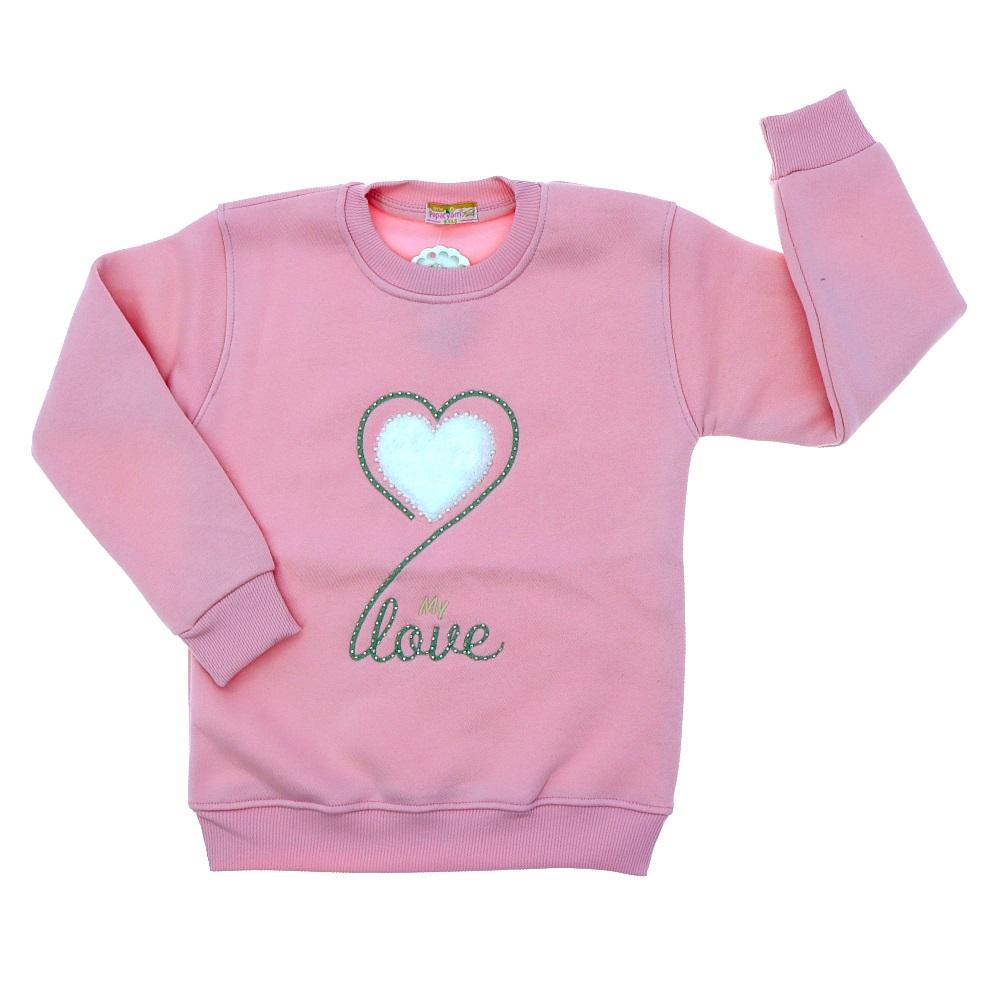 Papatyam Kids 10902 Kız Çocuk 3 İp Kalp Peluş Boncuklu Nakışlı Sweat 5-8 Yaş