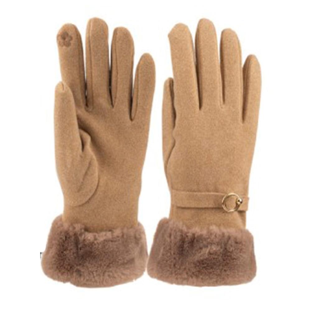 Suyutti K25620-01 Bayan Süet Bileği Kürklü Teksan Eldiven