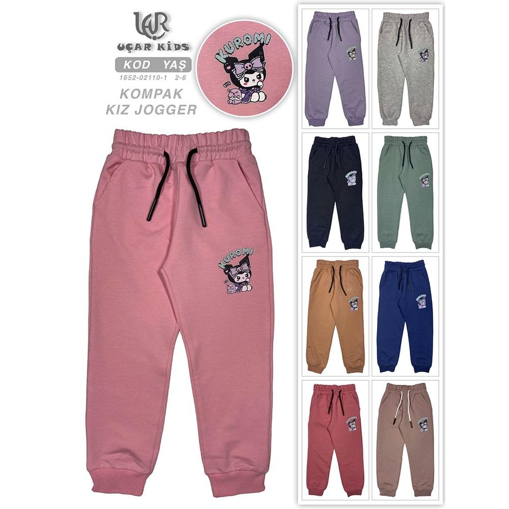Uçar 02110-1 Kız Çocuk Kompak Kuromi Baskılı Yan Cepli Paça Ribana Eşofman Alt 2-6 Yaş