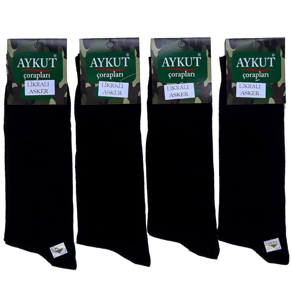 Aykut Erkek Likralı Mevsimlik Asker Çorabı - Siyah