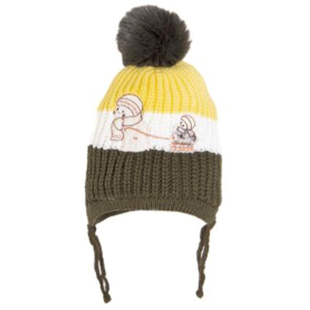 Recos Çocuk 0405 Triko Kardan Adam Nakışlı Ponponlu İpli Bere 2-8 Yaş (12 Li)