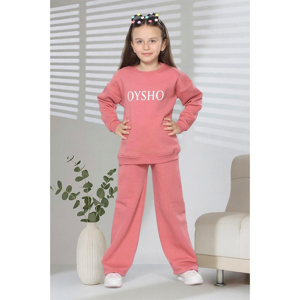 Tospik 40013 Kız Çocuk 3 ip Oysho Baskılı Sıfır Yaka Takım 3-10 Yaş