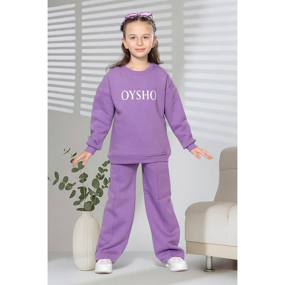 Tospik 40013 Kız Çocuk 3 ip Oysho Baskılı Sıfır Yaka Takım 3-10 Yaş