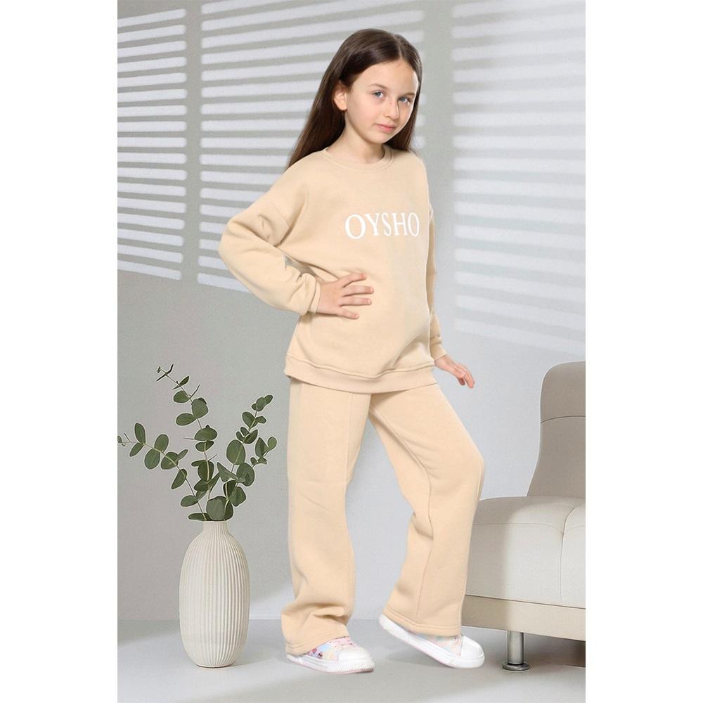 Tospik 40013 Kız Çocuk 3 ip Oysho Baskılı Sıfır Yaka Takım 3-10 Yaş