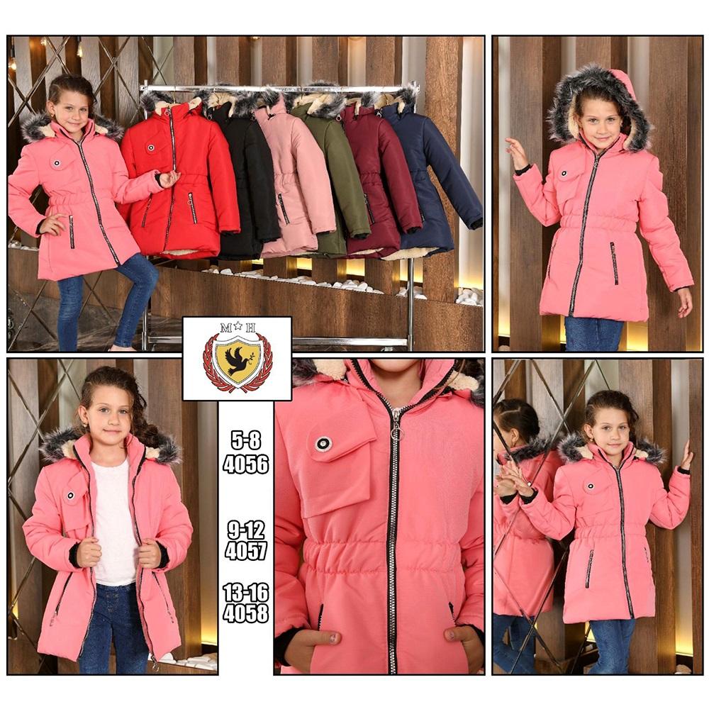 Hemam 4058 Kız Çocuk Keten Kareli Kapşonlu Mont 13-16 Yaş