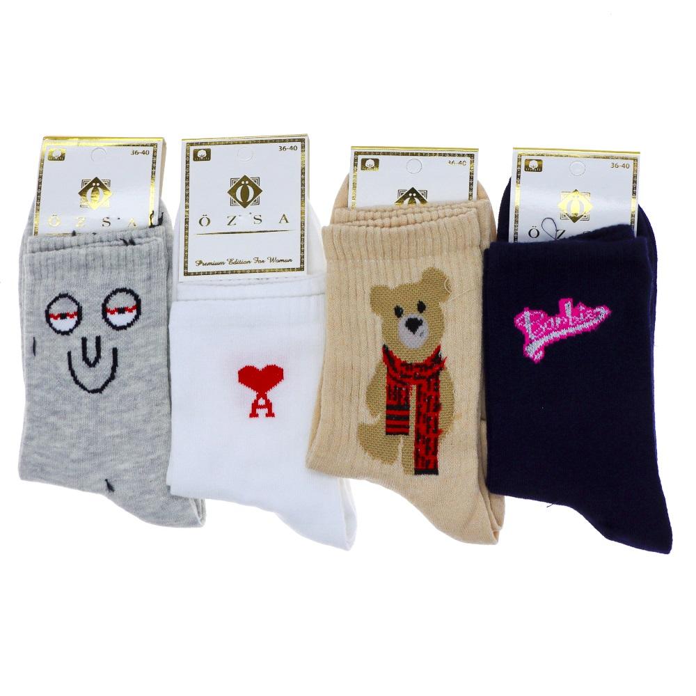 Özsa 3544 Bayan Likralı Desenli Kolej Çorap