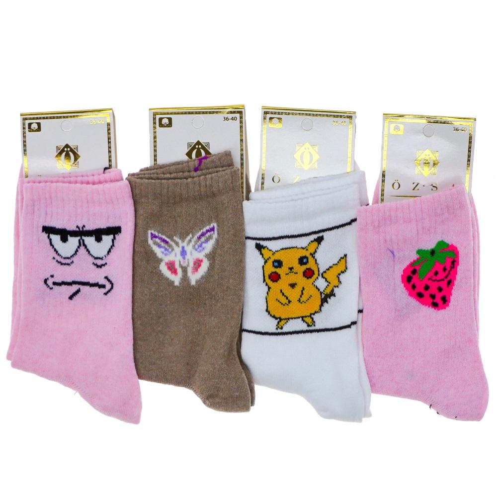 Özsa 3544 Bayan Likralı Desenli Kolej Çorap