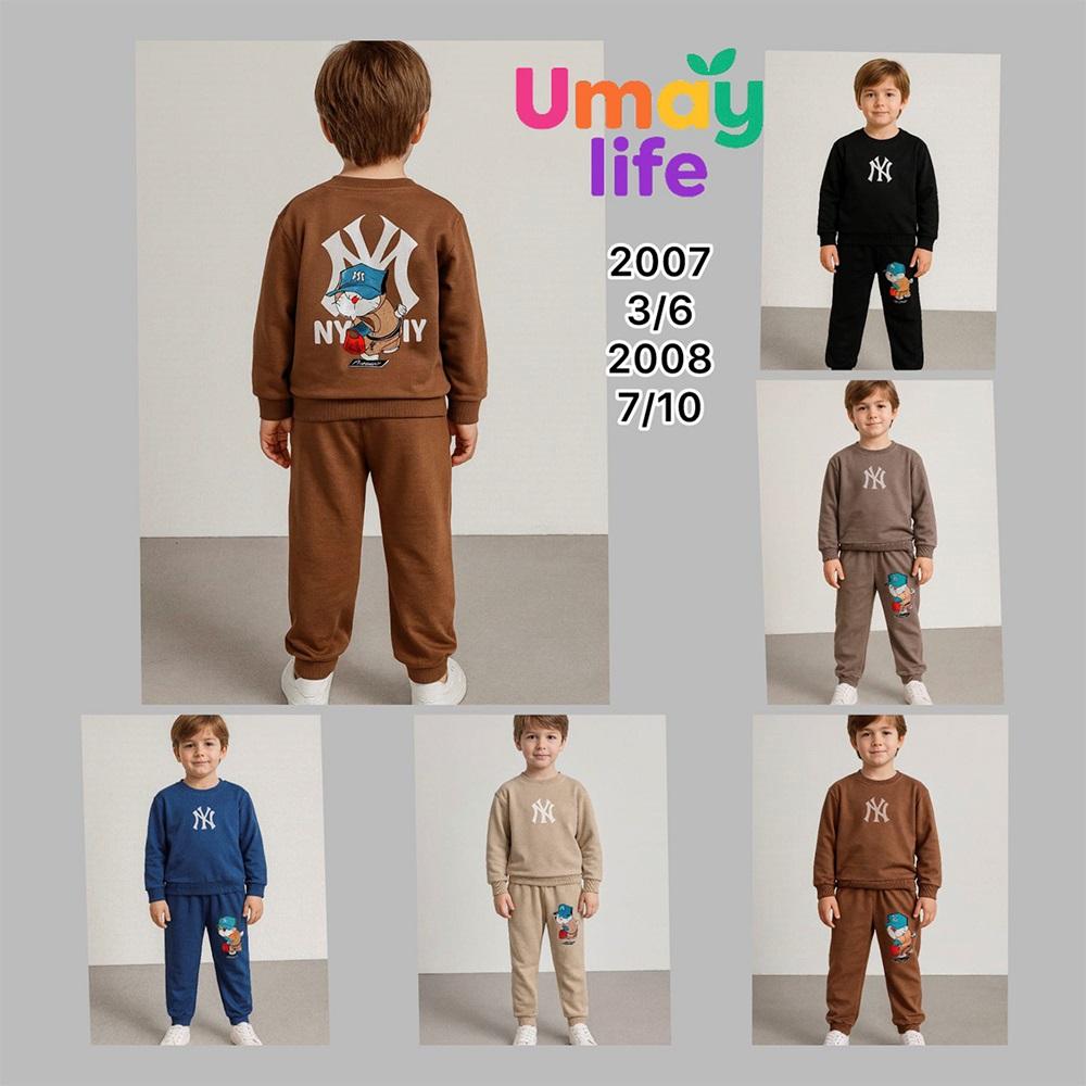 Umay 2007 Erkek Çocuk 2 İp Nhy Hohy Baskılı Sıfır Yaka Takım 3-6 Yaş