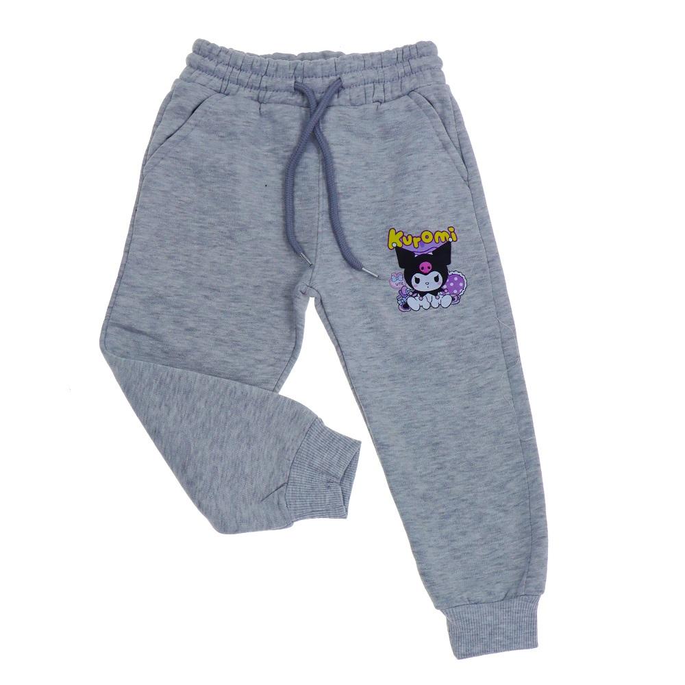 Uçar 1779-1 Kız Çocuk 3 İp Kuromi Baskılı Yan Cepli Paça Ribana Eşofman Alt 2-6 Yaş