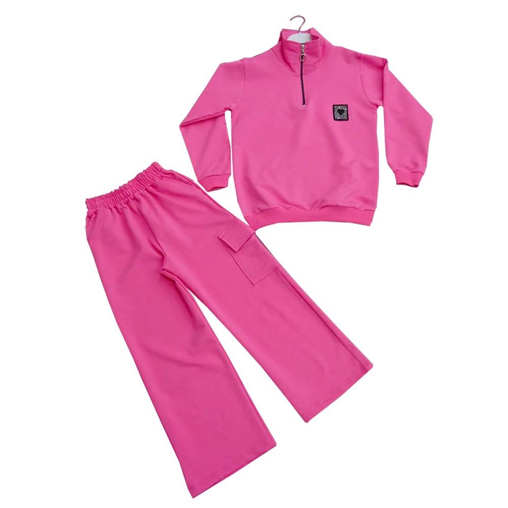 Alfa Kids 5201 Kız Çocuk 2 İp Yarım Fermuarlı Kalp Taşlı Baskılı Takım 11-14 Yaş