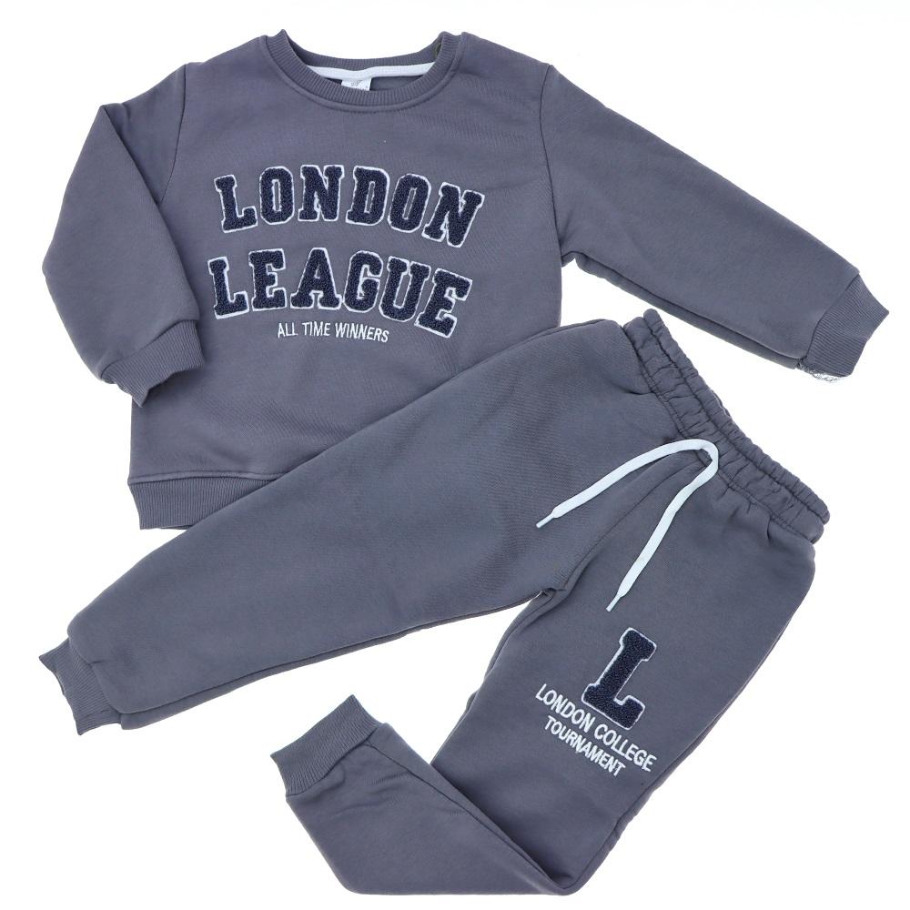 Tospik 30030 Erkek Çocuk 3 ip London Nakışlı Sıfır Yaka Takım 3-10 Yaş