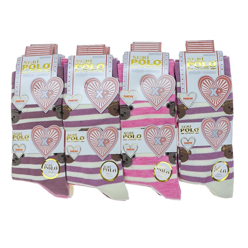 XGri Polo B-74 Bayan Dikişsiz Yıkamalı Penye Parfümlü Soket Çorap