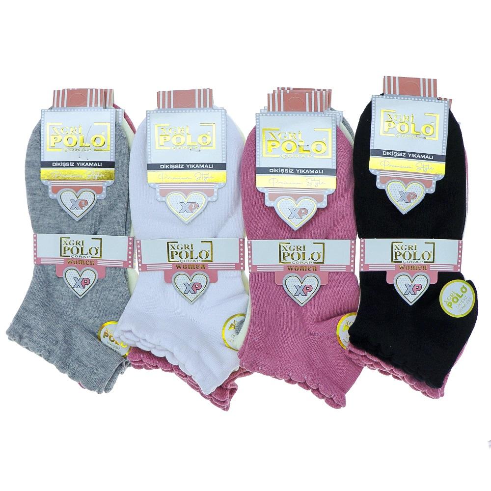 XGRİ Polo B-87 Bayan Dikişsiz Yıkamalı Kokulu Patik Çorap
