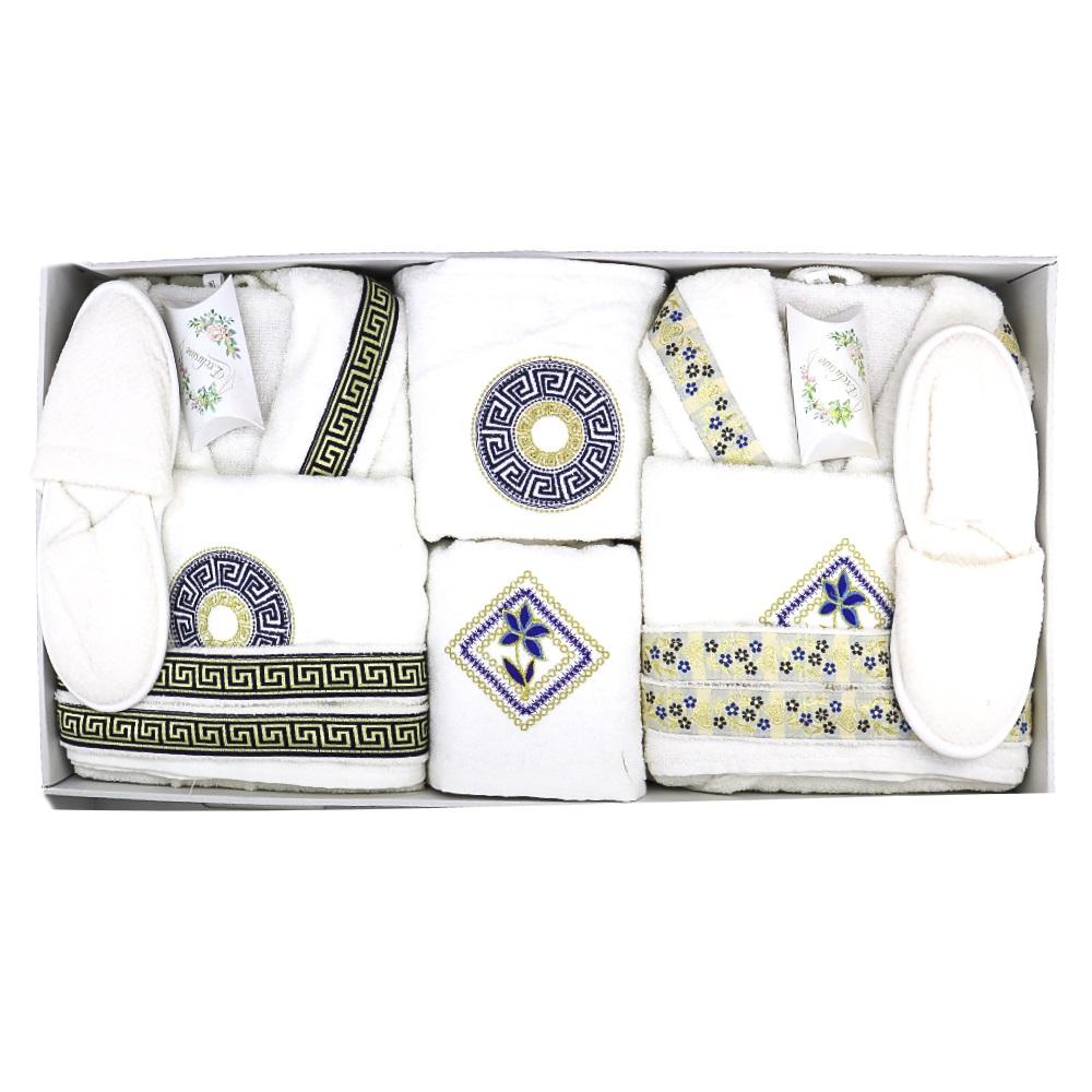 Miss Paris Bukle Şeritli 12 Parça Aile Bornoz Seti