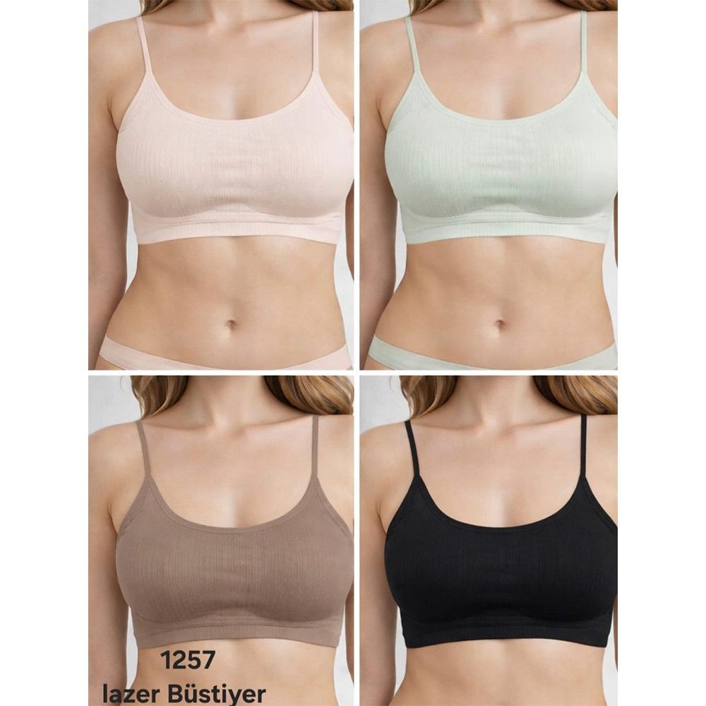 F.K 1257 Bayan Betli Geçmeli Lazer Kesim Sütyen S-XL