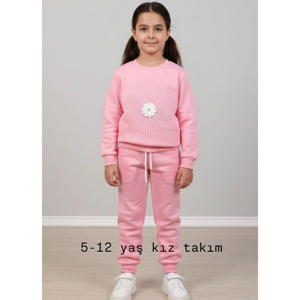 Bıcır Lıfe Kız Çocuk Taşlı Çicek Nakışlı Sıfır Yaka 2 Li Takım 5-8 Yaş