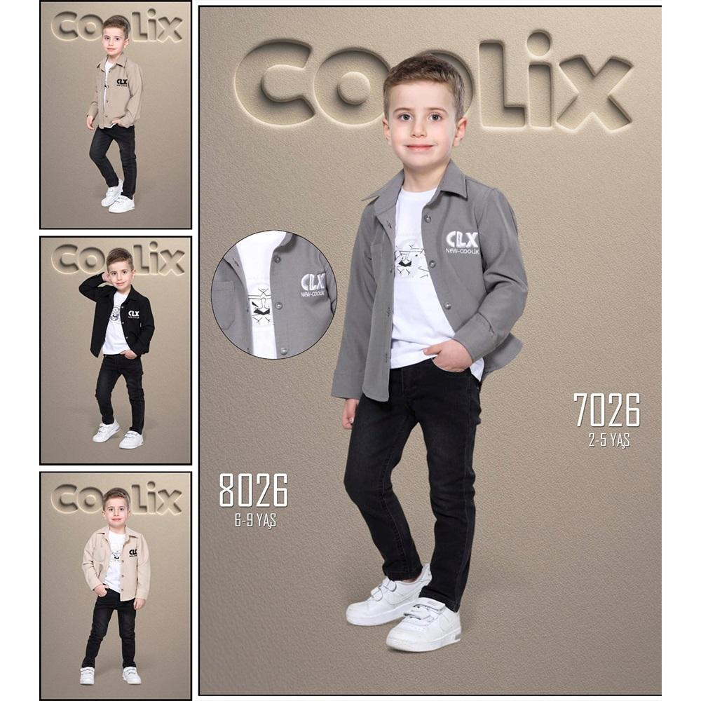 Coolix 8026 Erkek Çocuk Jogger Gömlek CLX Nakışlı 3 lü Takım 6-9 Yaş - 41025-Karışık Renk -6-9 YAŞ