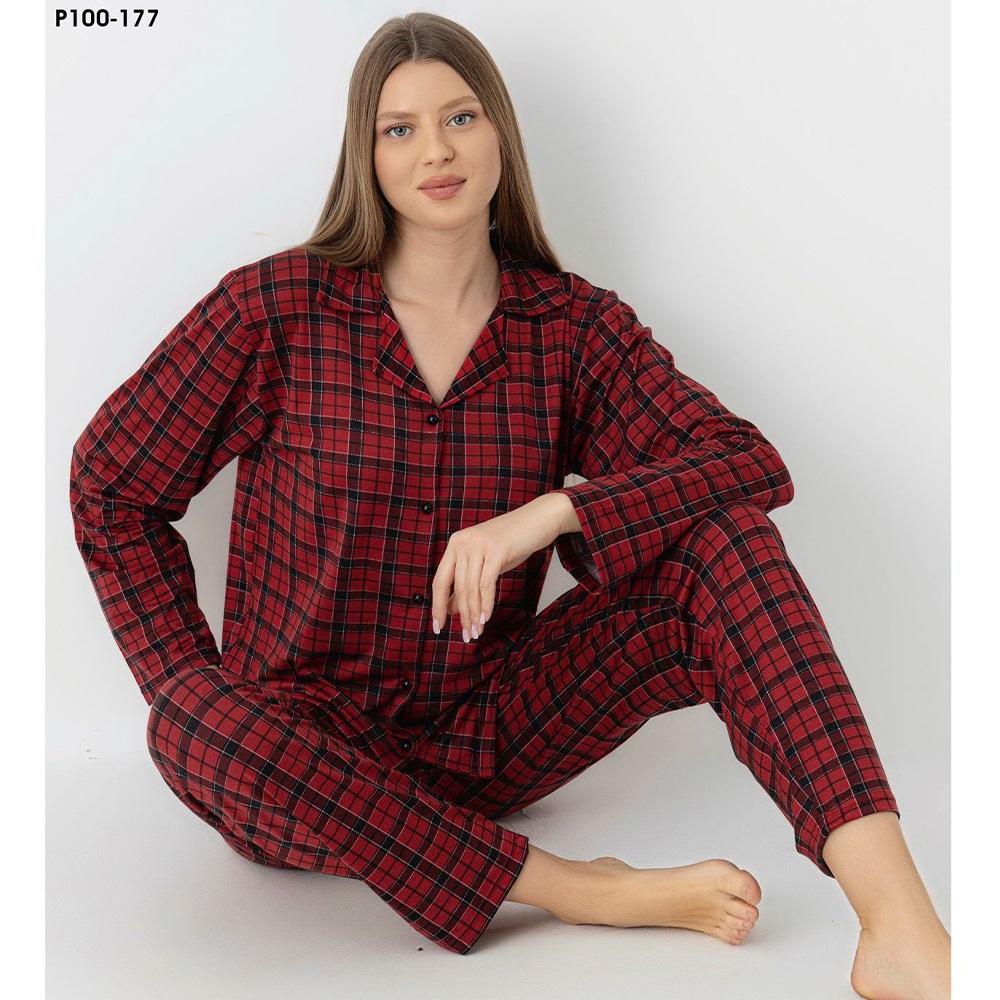 Charme P100-648 Bayan Milan Desenli Gömlekli Pijama Takımı M-2XL