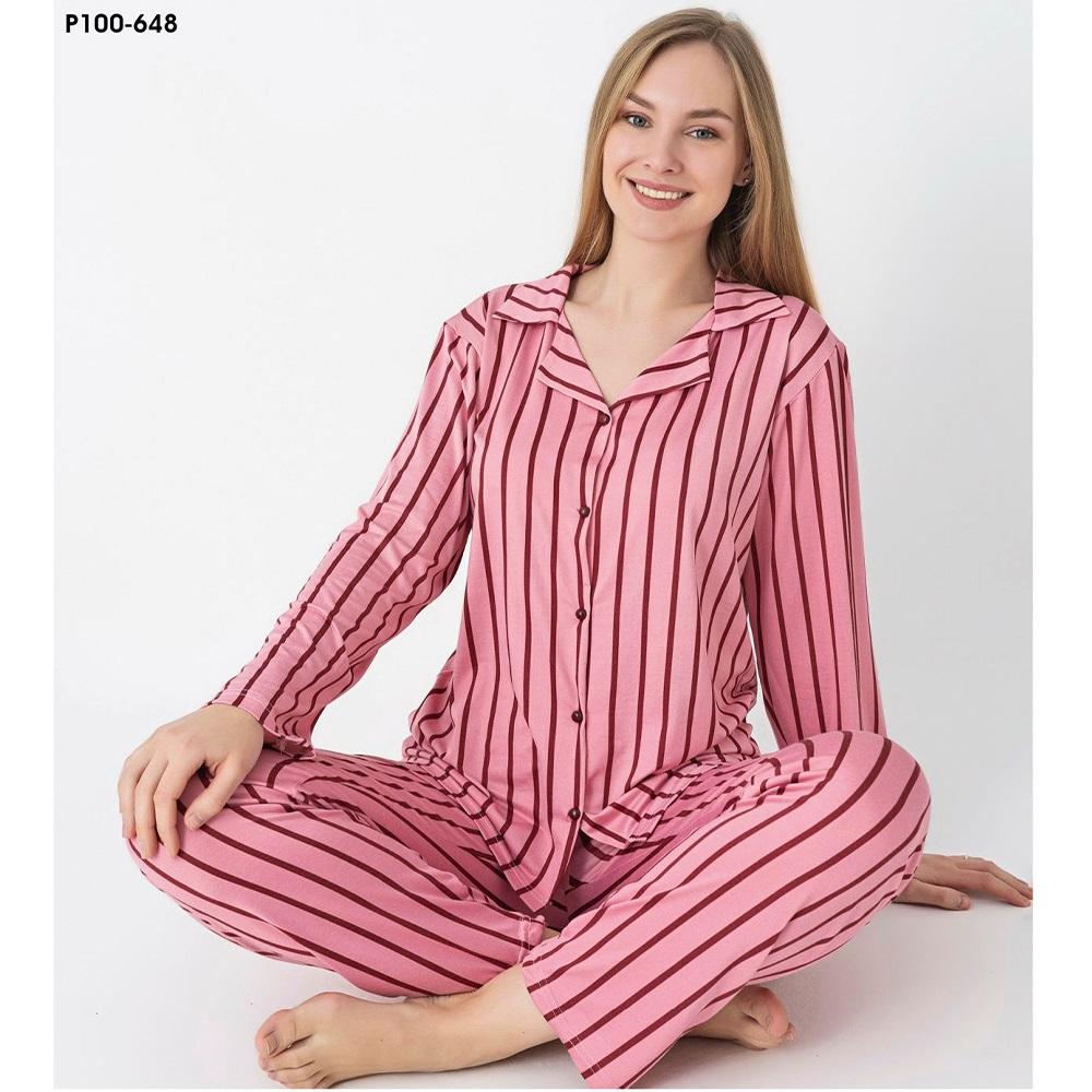 Charme P100-177 Bayan Milan Desenli Gömlekli Pijama Takımı M-2XL