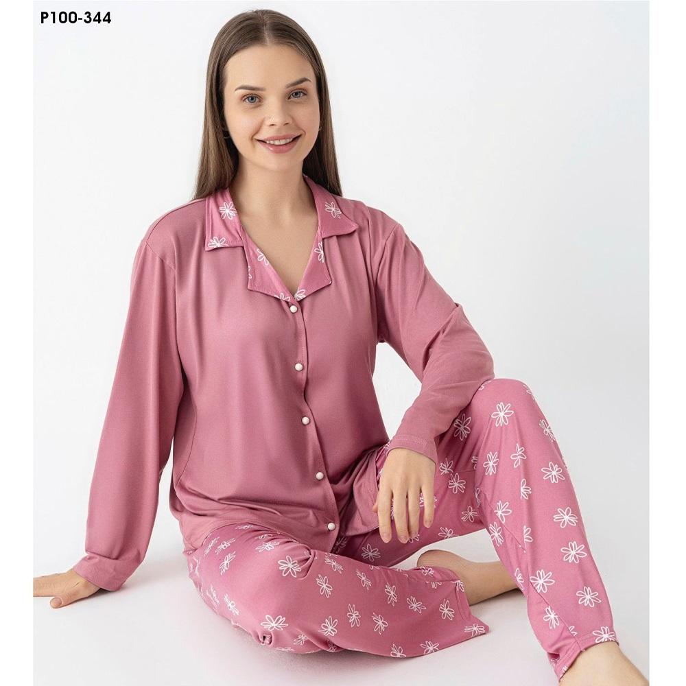 Charme P100-344 Bayan Milan Desenli Gömlekli Pijama Takımı M-2XL