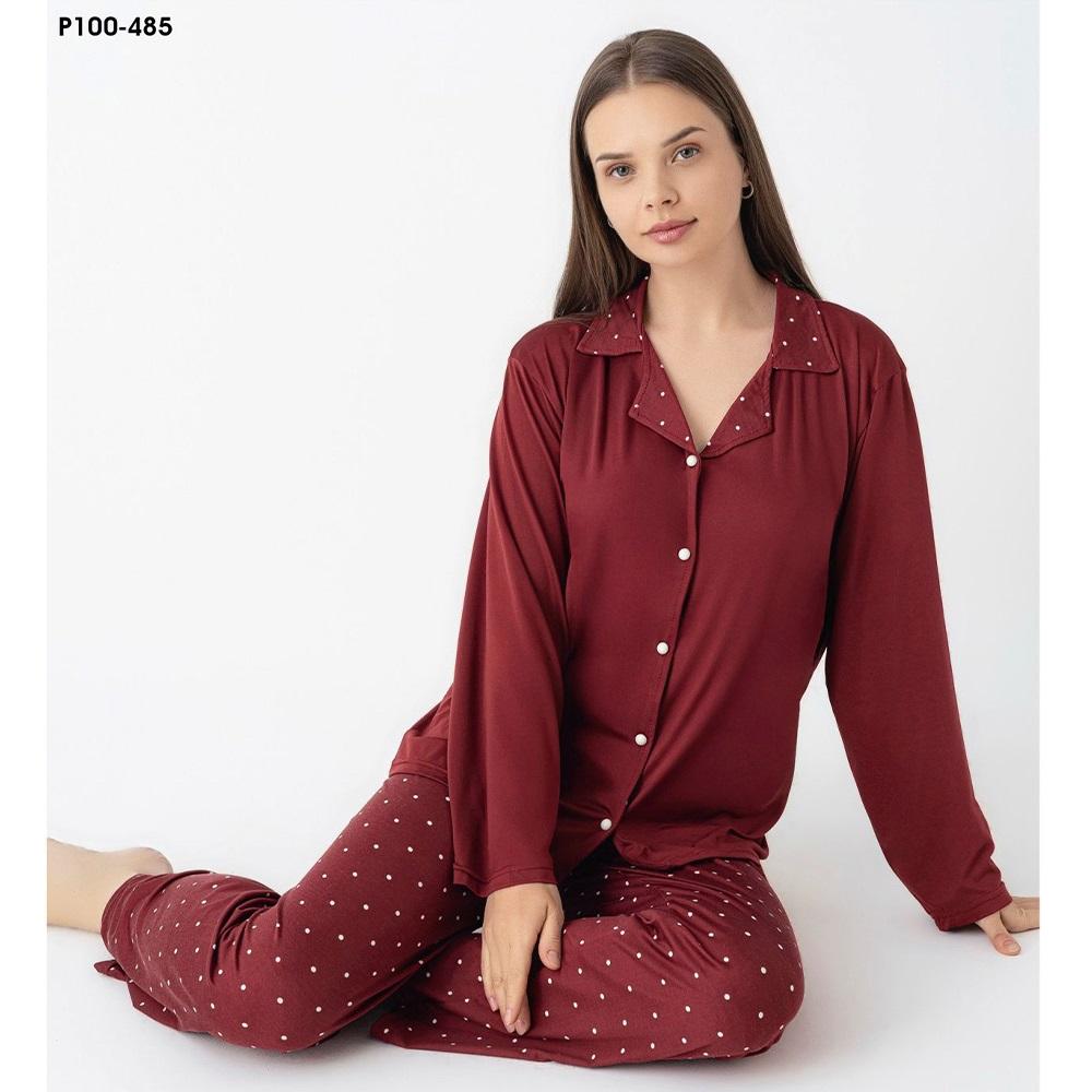 Charme P100-485 Bayan Milan Desenli Gömlekli Pijama Takımı M-2XL