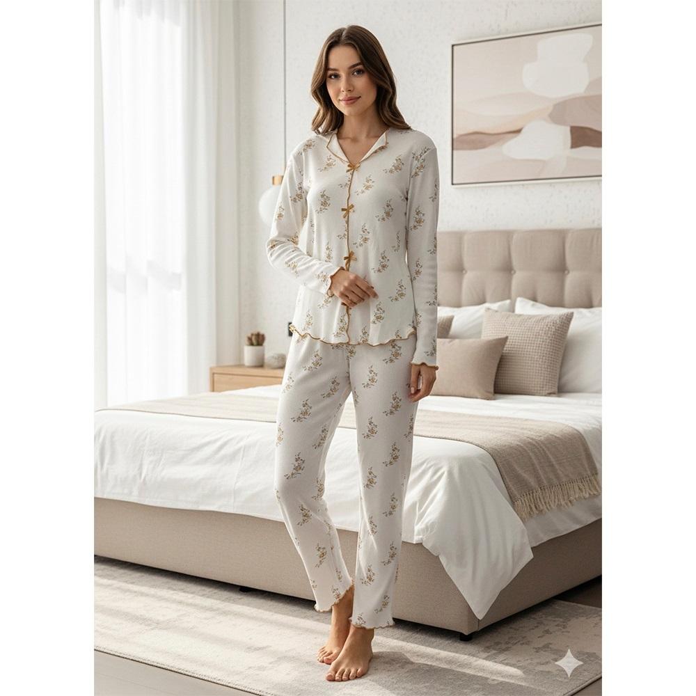 Sude P605-219 Bayan Alaçatı Gömlek Kısa Kol Pijama Takımı M-2XL - Karışık Renk - M-L-XL-2XL