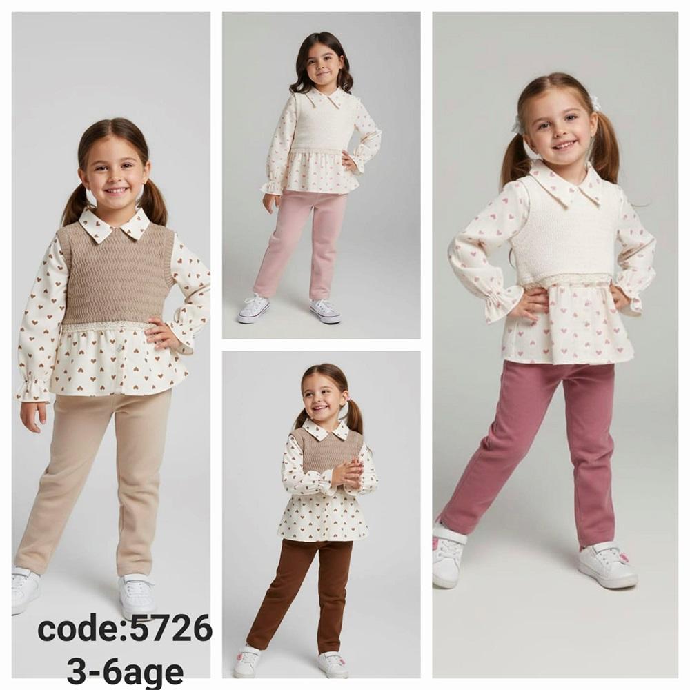 Lupita 5726 Kız Çocuk Kalp Baskılı Gömlekli 3 Lü Takım 3-6 Yaş