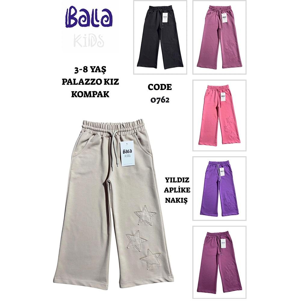 Bala 0765 Kız Çocuk Palazzo Yıldız Nakışlı Eşofman Alt 3-8 Yaş