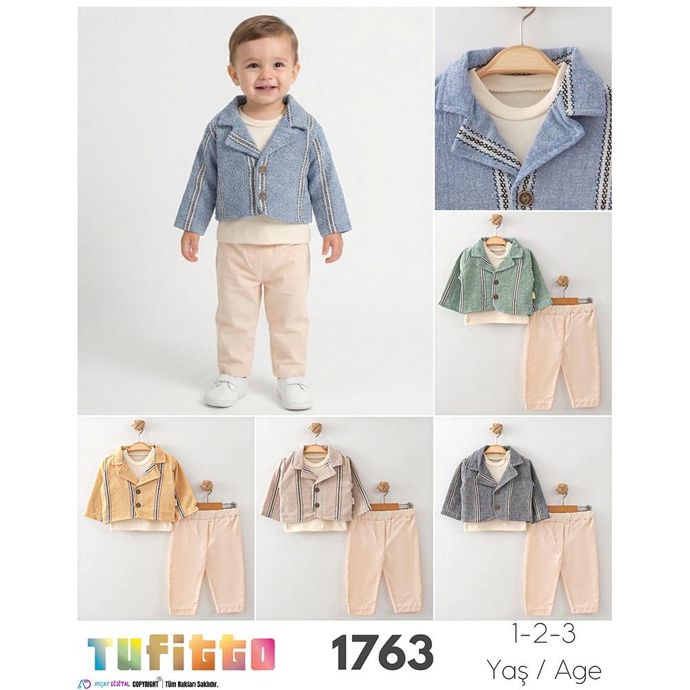 Tufitto 1763 Erkek Bebe Çizgili Ceketli 3 Lü Takım 9-24 Ay