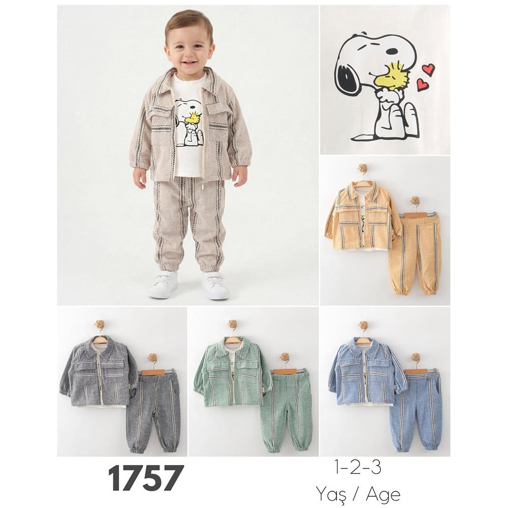 Tufitto 1757 Erkek Bebe Çizgili Gömlekli 3 Lü Takım 9-24 Ay - Karışık Renk - 9-12-24 AY