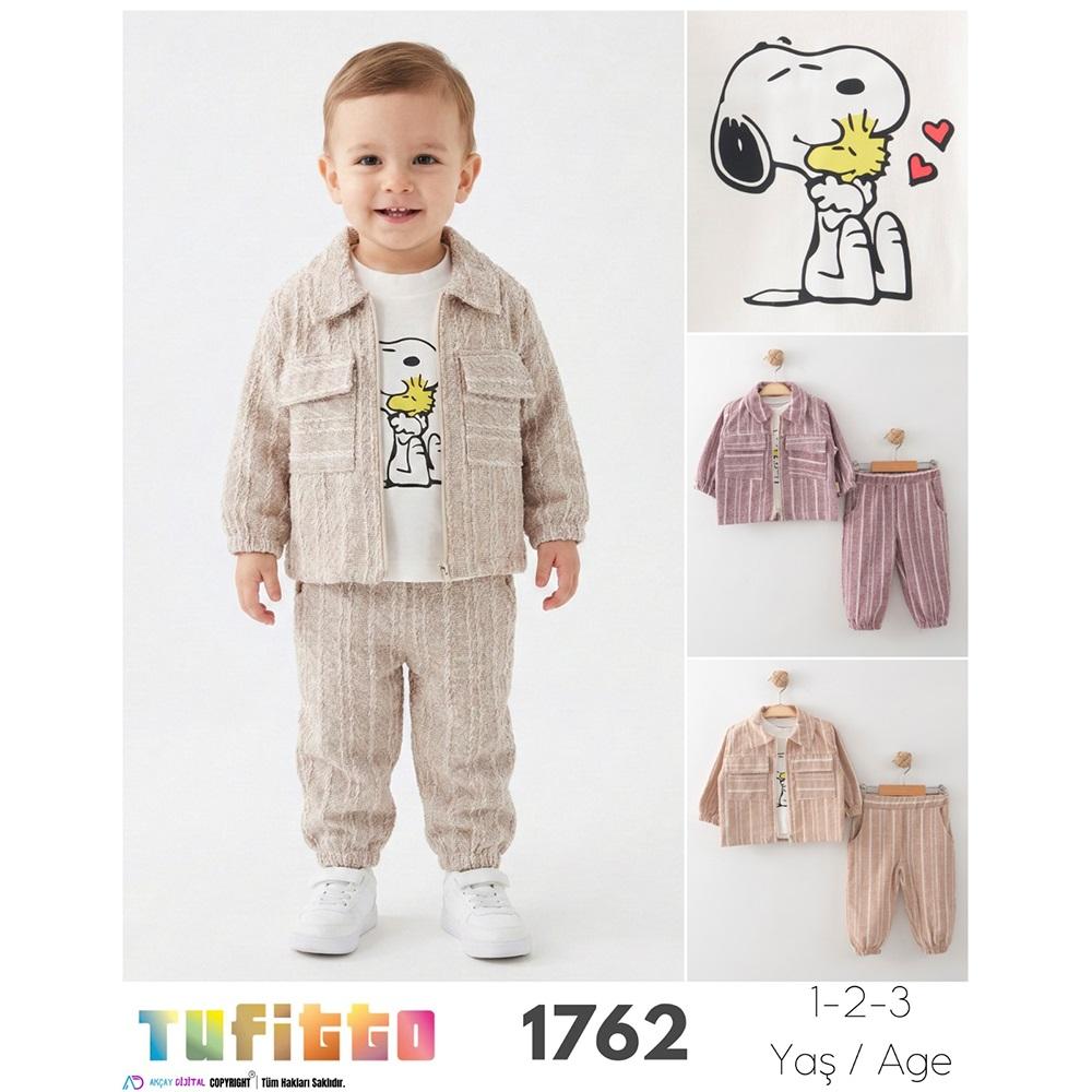 Tufitto 1762 Erkek Bebe Jakar Ceketli 3 Lü Takım 9-24 Ay