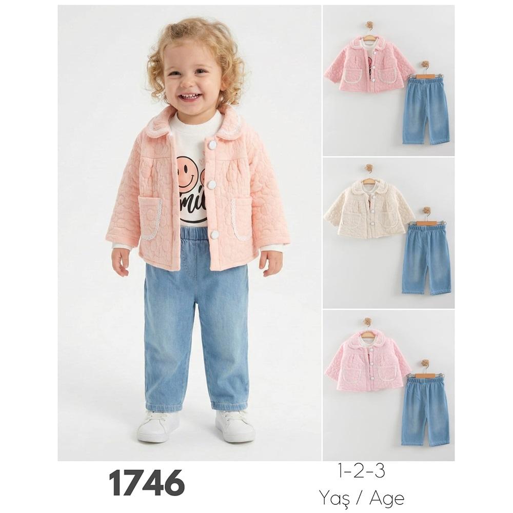 Tufitto 1746 Kız Çocuk Müslin Montlu 3Lü Takım 1-3 Yaş