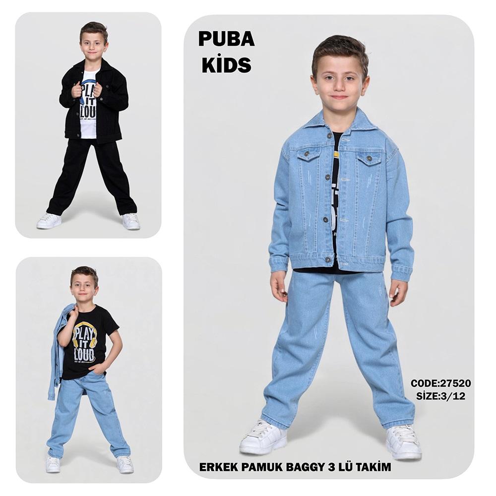 Puba 27520-1 Erkek Çocuk Cotton Cepli 3lü Baggy Kot Takım 3-7 Yaş - Karışık Renk - 3-7 YAŞ