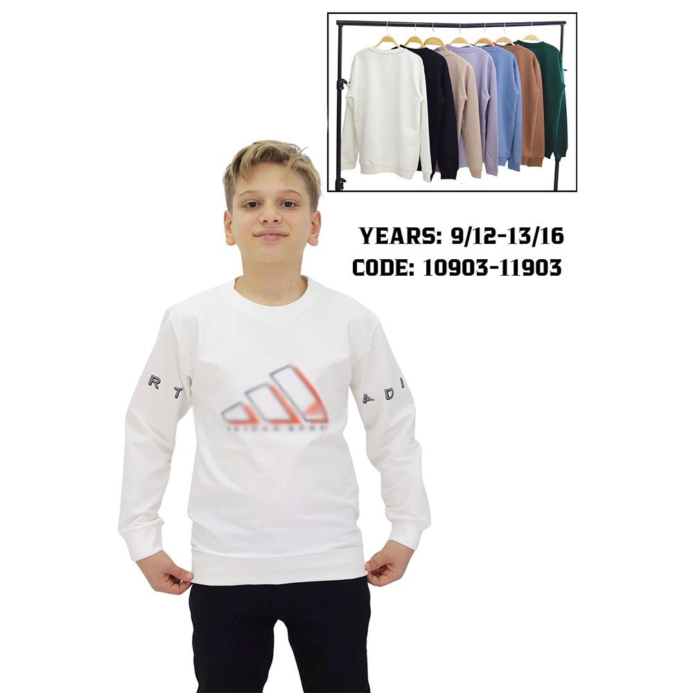 Adidas 11903 Erkek Çocuk 2 İplik Çift Kol Adidas Baskılı Sweat 13-16 Yaş