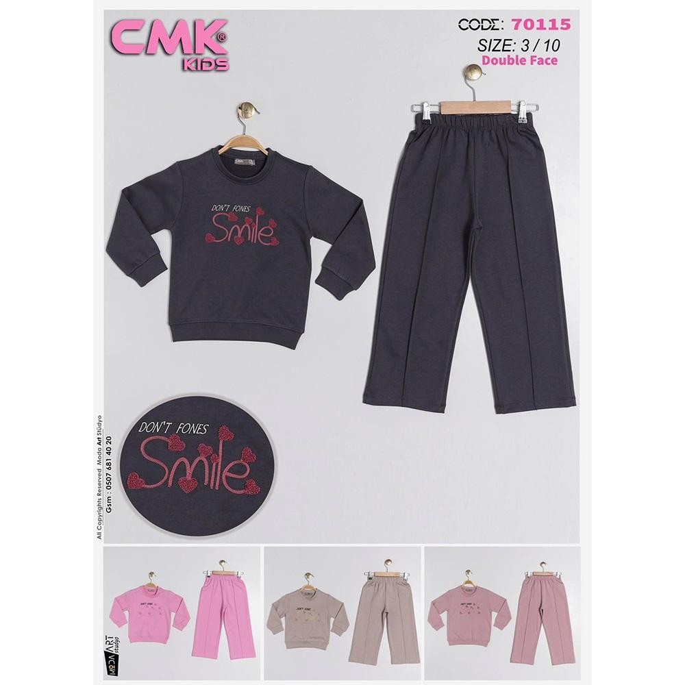 CMK KIDS 70115 Kız Çocuk 2 İp Smile Nakışlı Takım 3-10 Yaş - Karışık Renk - 3-10 YAŞ