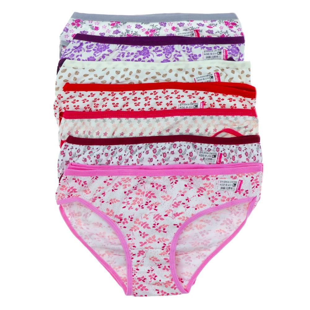 Seramony B-232 Bayan Penye Likralı Empirme Desenli Bikini Külot