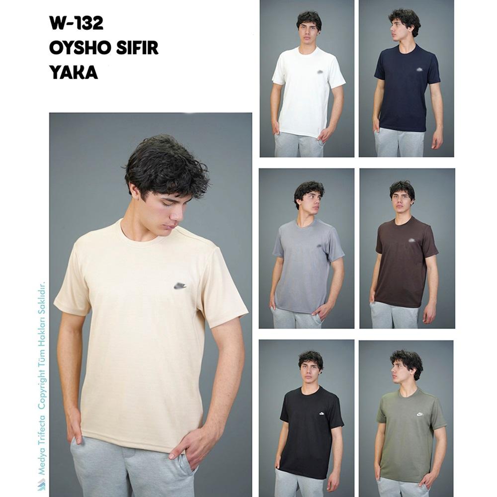 Nıke W-132 Erkek Oysho Nıke Baskılı Sıfır Yaka Tişört S-2XL - Karışık Renk - S-M-L-XL-2XL