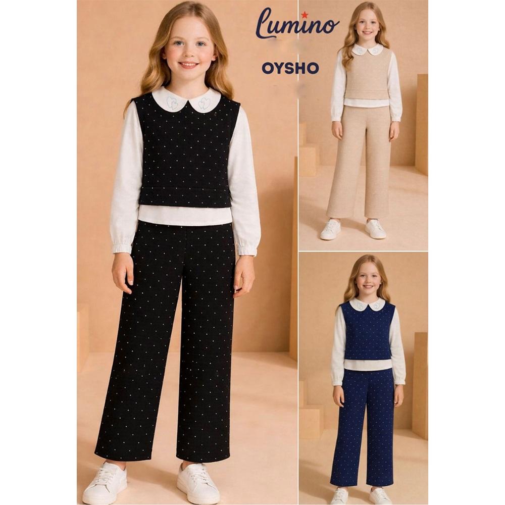 Lumino 20467 Kız Çocuk Oysho Taş Baskılı Süveterli Takım 4-8 Yaş