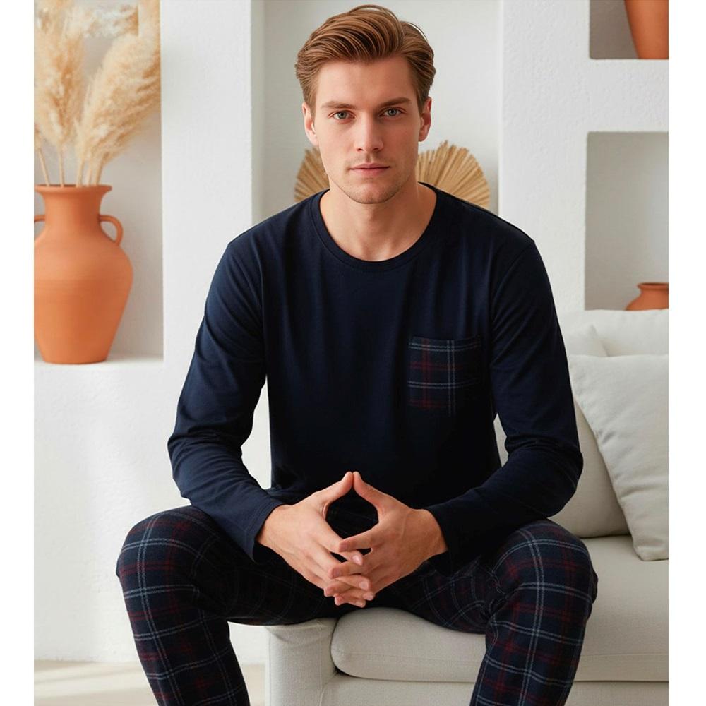 Ercan P100-901 Erkek Cotton Uzun Kol Pijama Takımı M-2XL