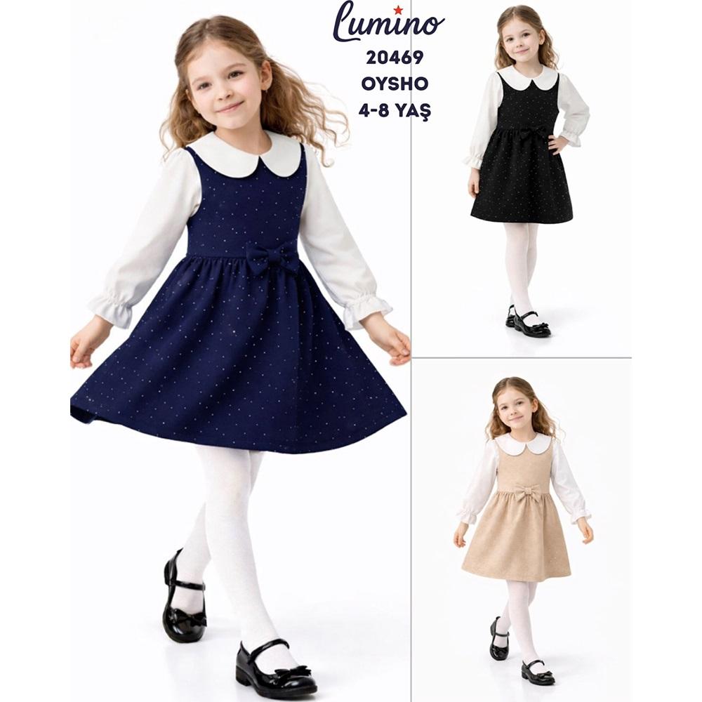 Lumino 20469 Kız Çocuk Oysho Taşlı Jile Elbise 4-8 Yaş - Karışık Renk - 4-8 YAŞ