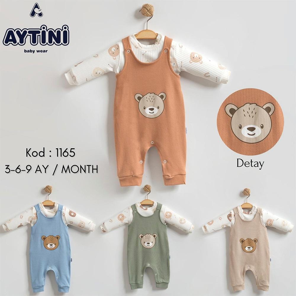 Aytini 1165 Kız Bebe Penye Sevimli Ayıcık Baskılı Tulum 3-6-9 Ay