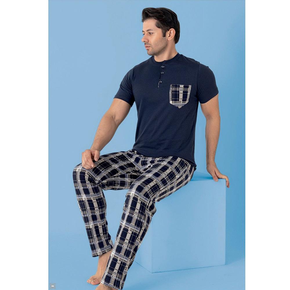 Tekten Fashion 7530 Erkek Penye Desenli Kısa Kol Pijama Takımı M-2XL