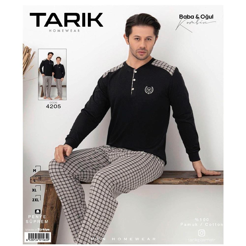 Tarık 4205 Erkek Penye Kare Desenli Uzun kol Pijama Takımı M-2XL - 41585-Karışık Renk -M-L-XL-2XL