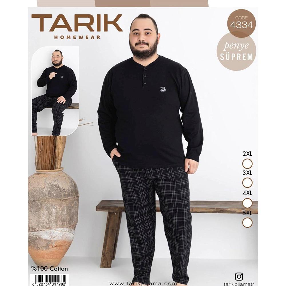 Tarık 4334 Erkek Penye Battal Ekose Uzun kol Pijama Takımı 2XL-5XL