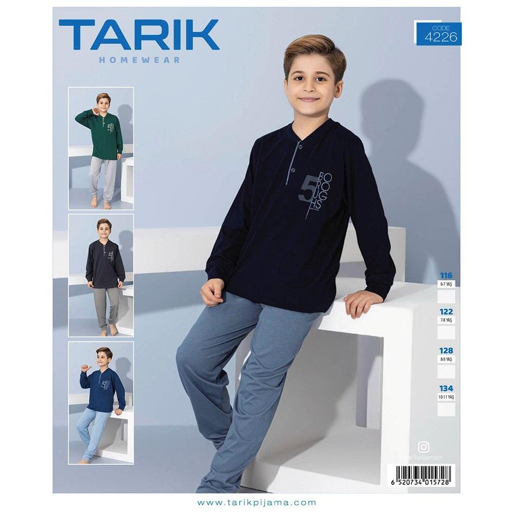 Tarık 4226 Erkek Çocuk Penye Garson 5 Baskılı Uzun Kol Pijama Takımı 6-10 Yaş
