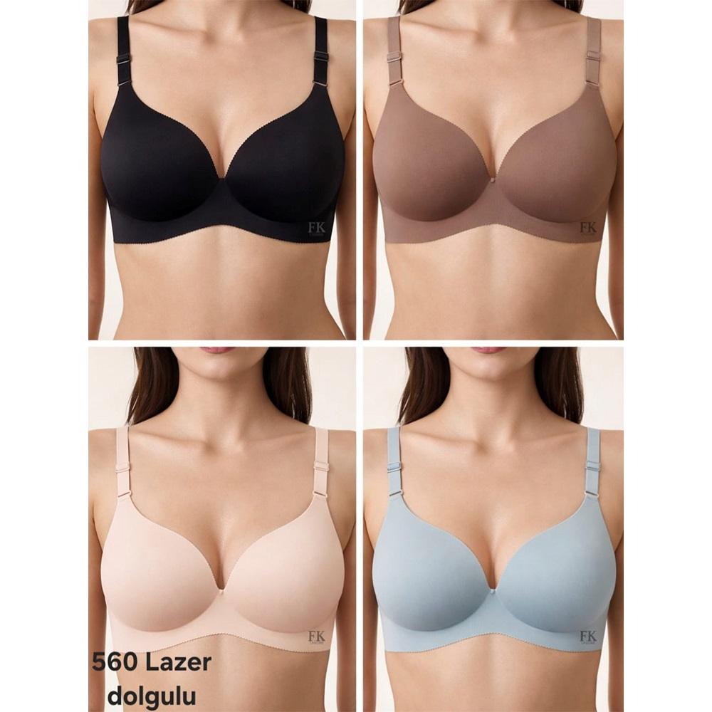 F.K 560 Bayan Lazer Kesim Balensiz Destekli Sütyen 80-90 - Siyah - 80-85-90