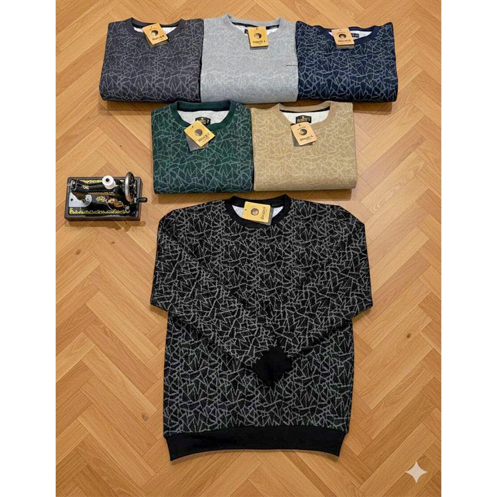 Strongx 00261 Erkek Jakarlı Üçgen Desenli Sıfır Yaka Sweat S-2XL