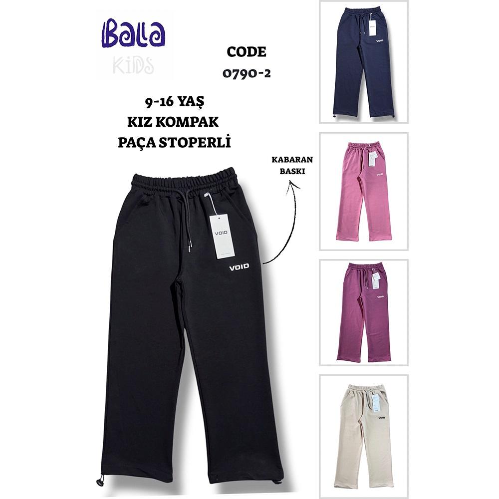 Bala 0790 Kız Çocuk Kompak Penye Voıd Baskılı Yan Cepli Stoper Paça Eşofman Alt 9-12 Yaş